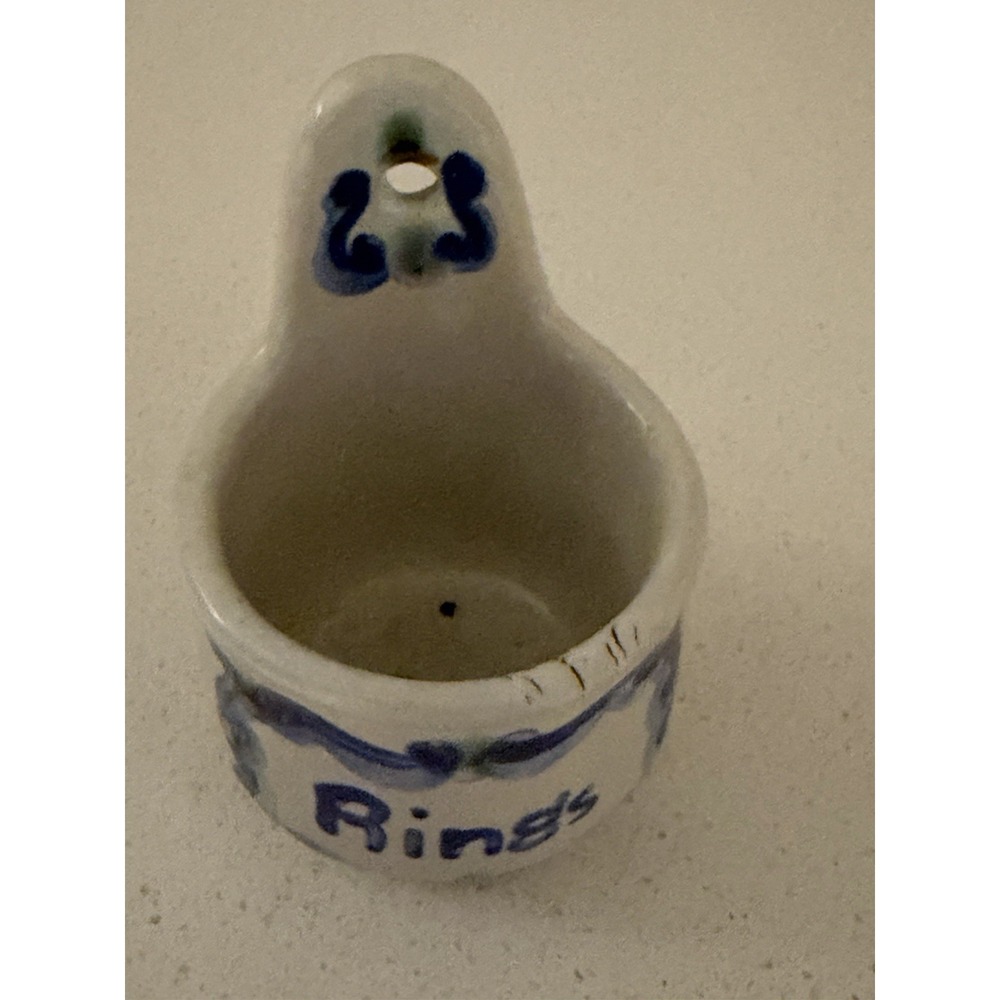 MA Hadley Stoneware Pottery Ring Holder Handmade Hangs Sits